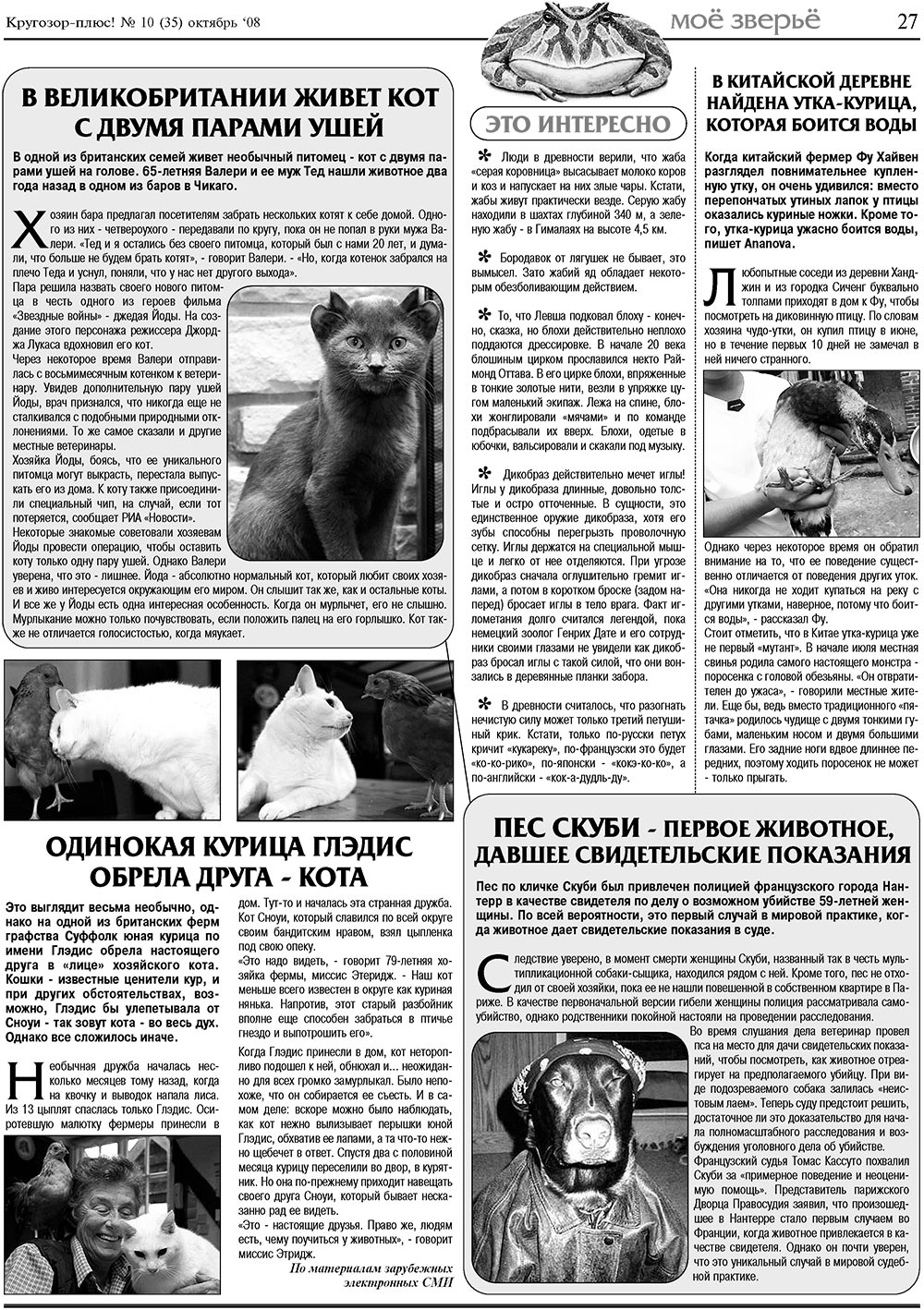 Krugozor plus! (Zeitung). 2008 Jahr, Ausgabe 10, Seite 27