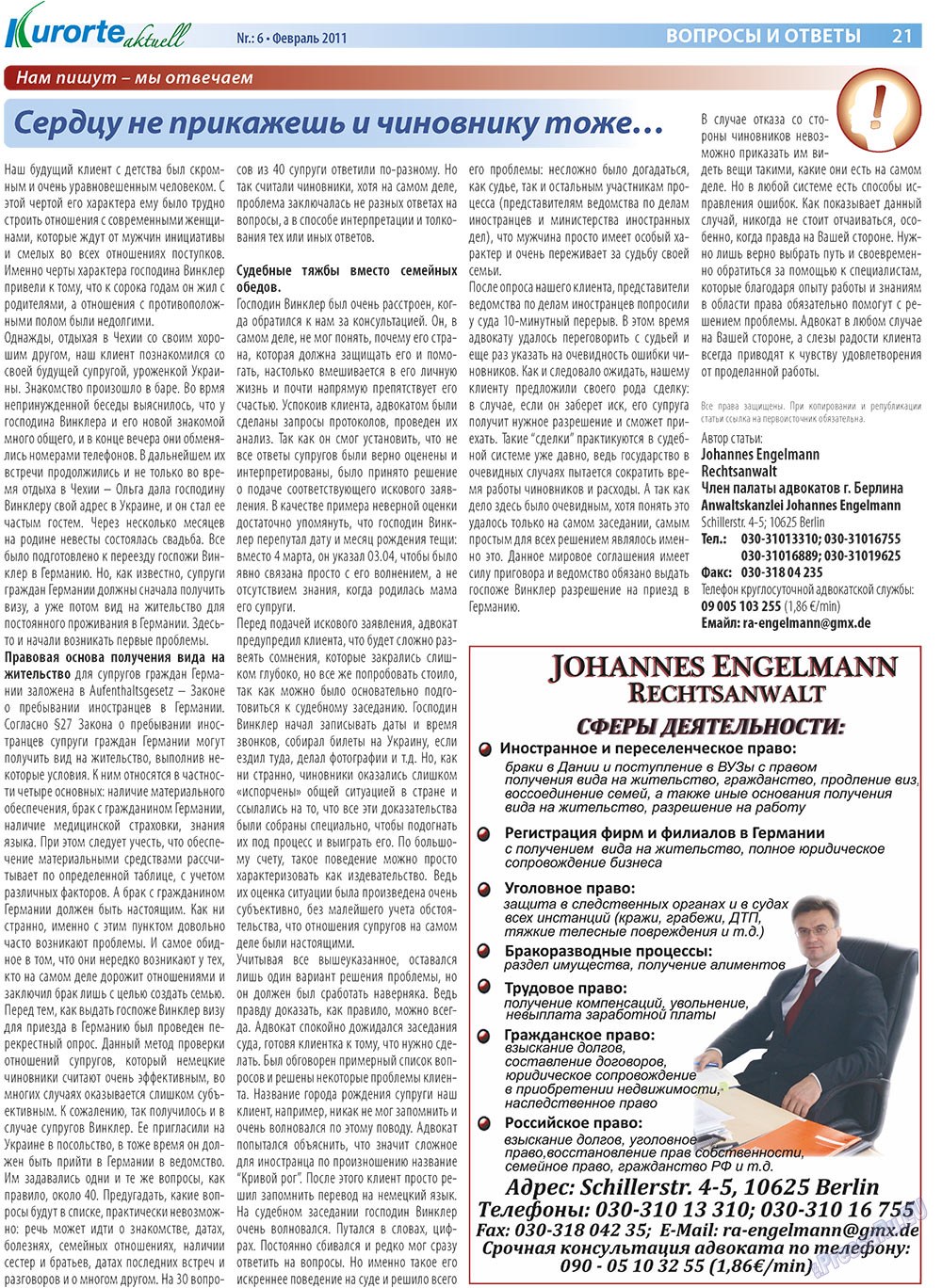 Kurorte aktuell (Zeitung). 2011 Jahr, Ausgabe 2, Seite 21