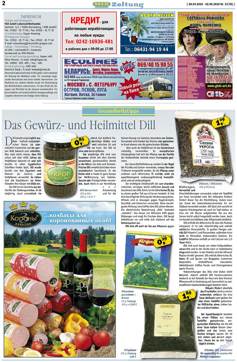 MIX-Markt Zeitung (Zeitung). 2010 Jahr, Ausgabe 17, Seite 2