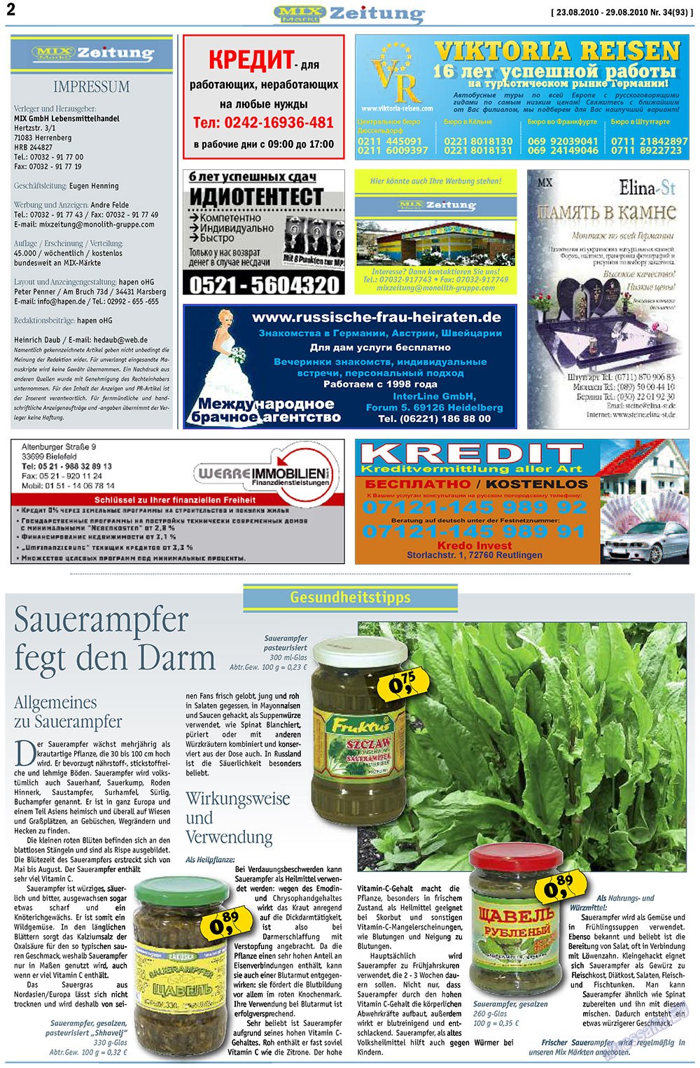 MIX-Markt Zeitung (Zeitung). 2010 Jahr, Ausgabe 34, Seite 2