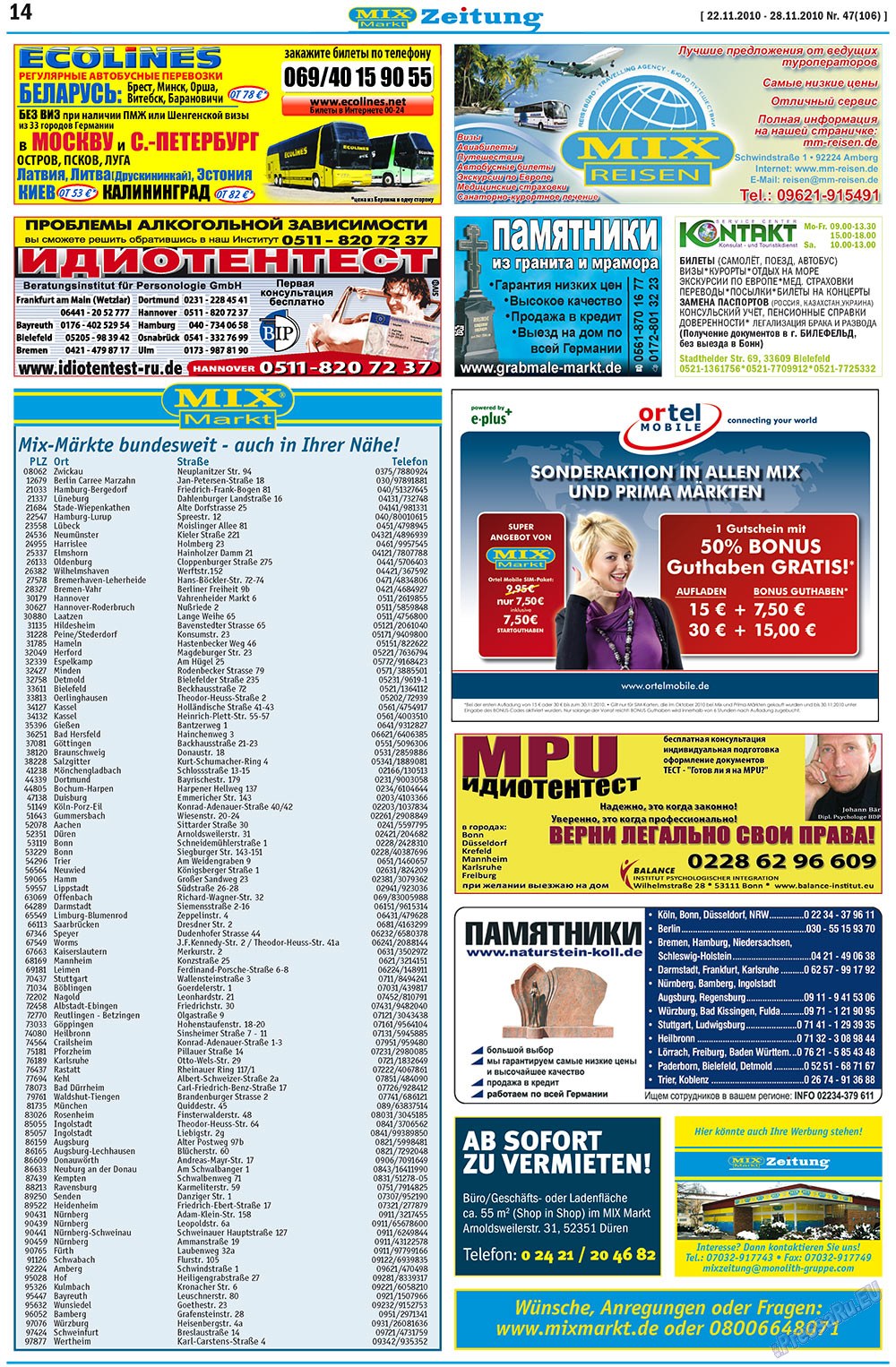 MIX-Markt Zeitung (Zeitung). 2010 Jahr, Ausgabe 47, Seite 14