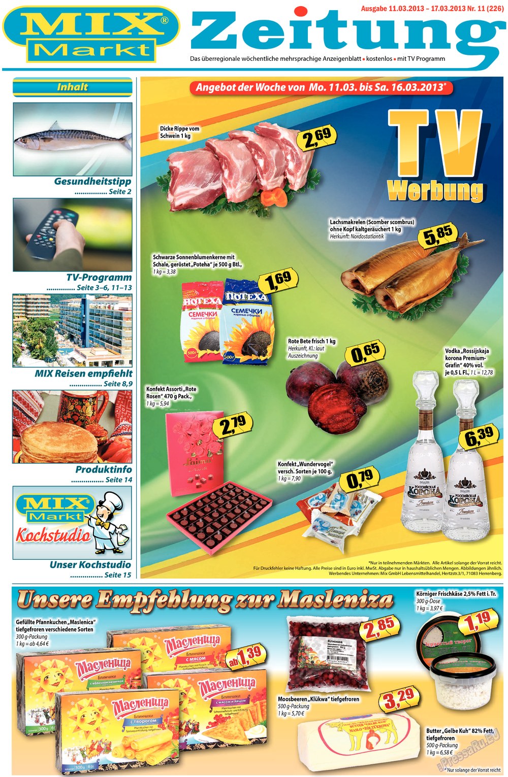 MIX-Markt Zeitung (Zeitung). 2013 Jahr, Ausgabe 11, Seite 1