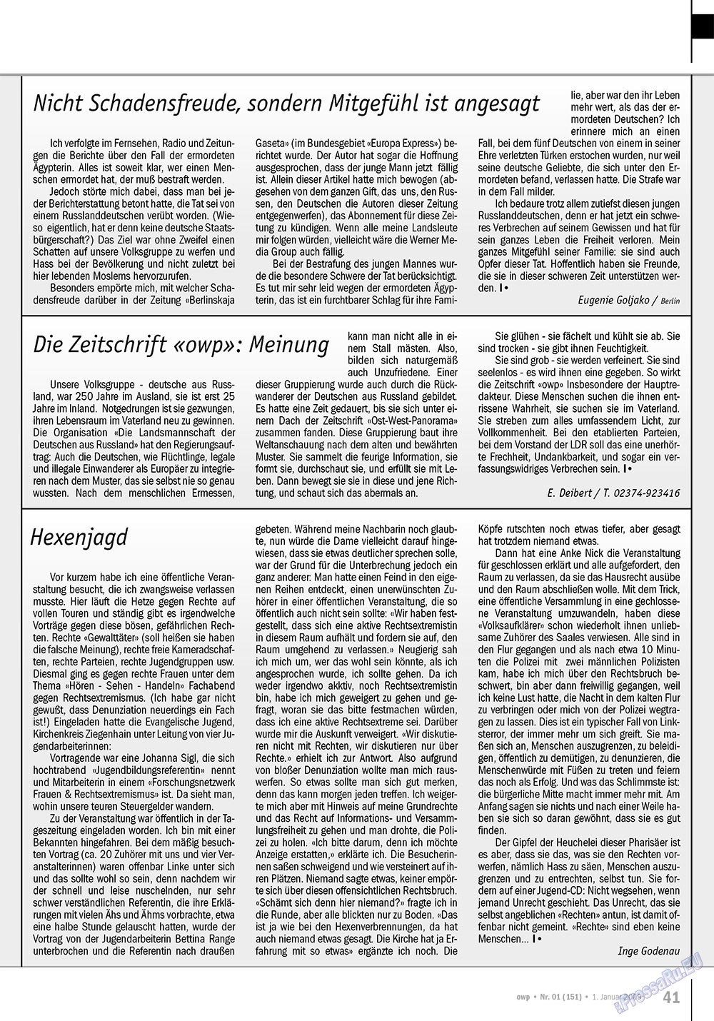 Ost-West Panorama (Zeitschrift). 2010 Jahr, Ausgabe 1, Seite 41