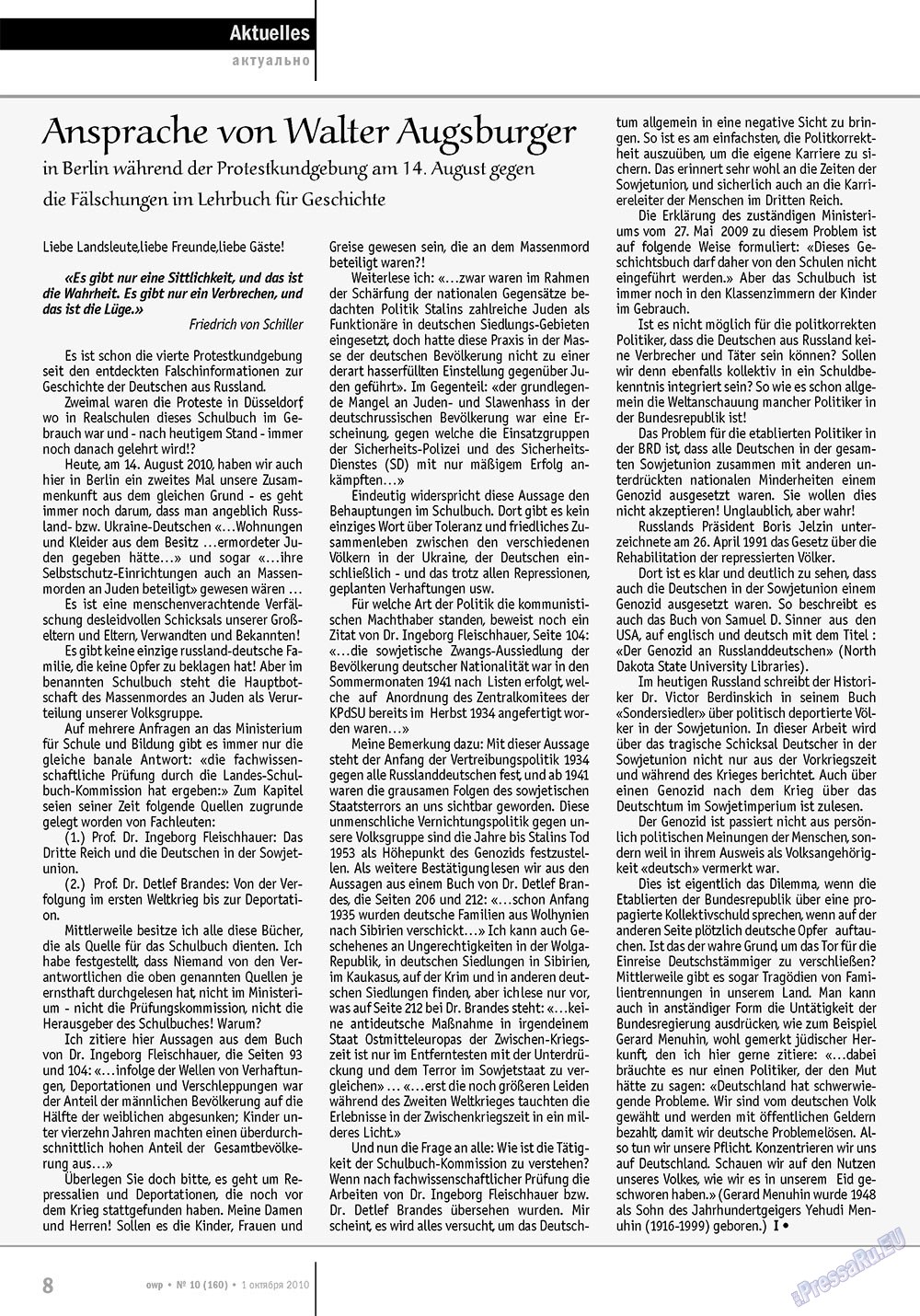 Ost-West Panorama (Zeitschrift). 2010 Jahr, Ausgabe 10, Seite 8