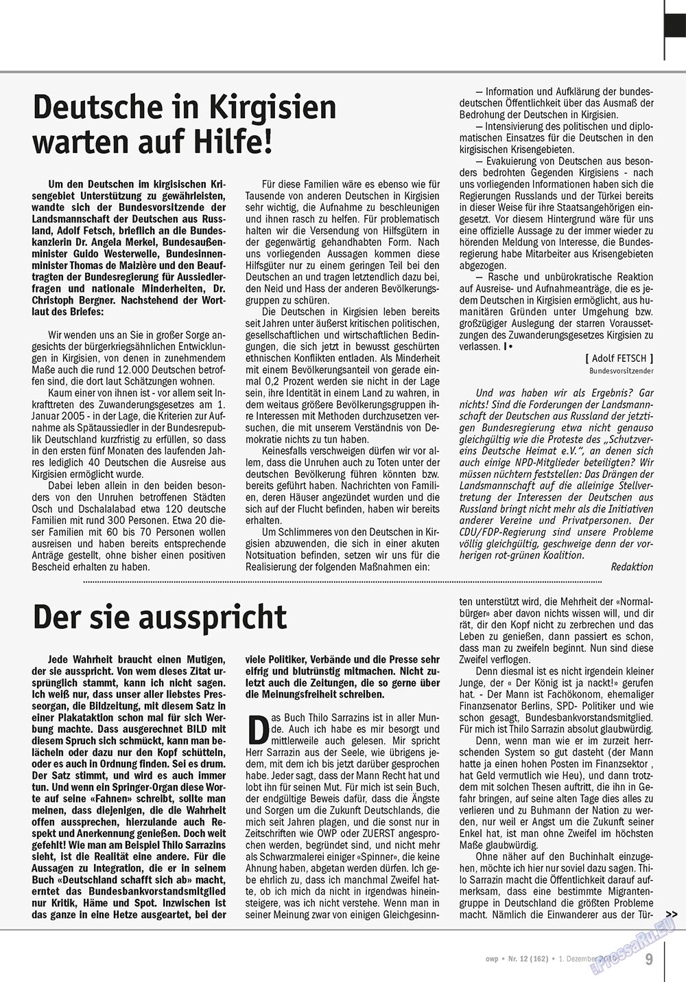 Ost-West Panorama (Zeitschrift). 2010 Jahr, Ausgabe 12, Seite 9