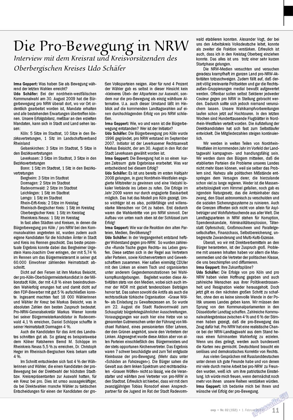 Ost-West Panorama (Zeitschrift). 2010 Jahr, Ausgabe 2, Seite 11
