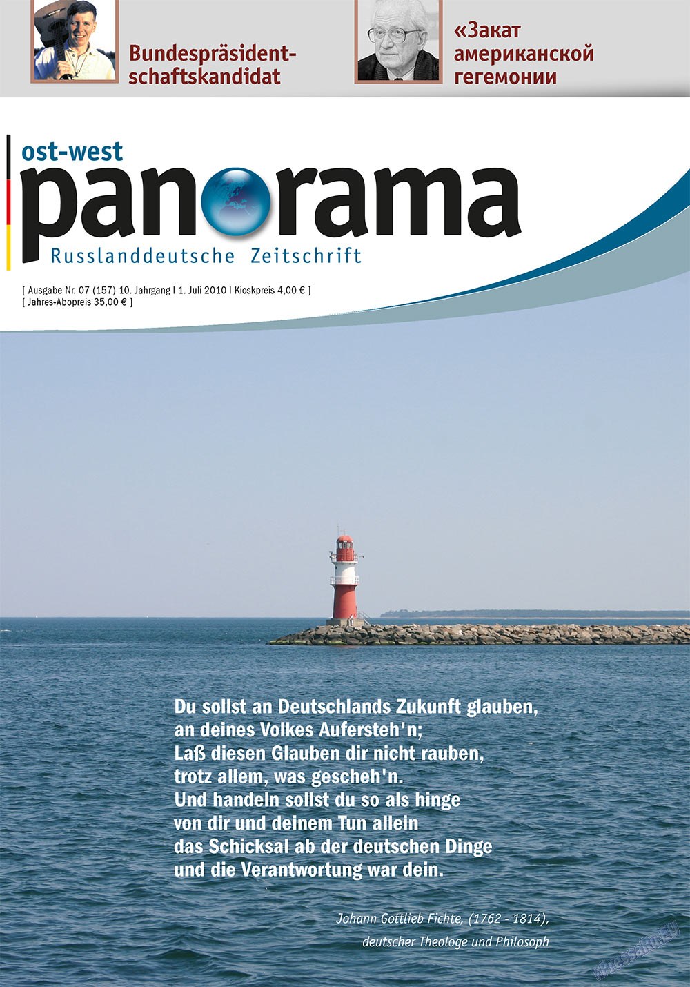 Ost-West Panorama (Zeitschrift). 2010 Jahr, Ausgabe 7, Seite 1