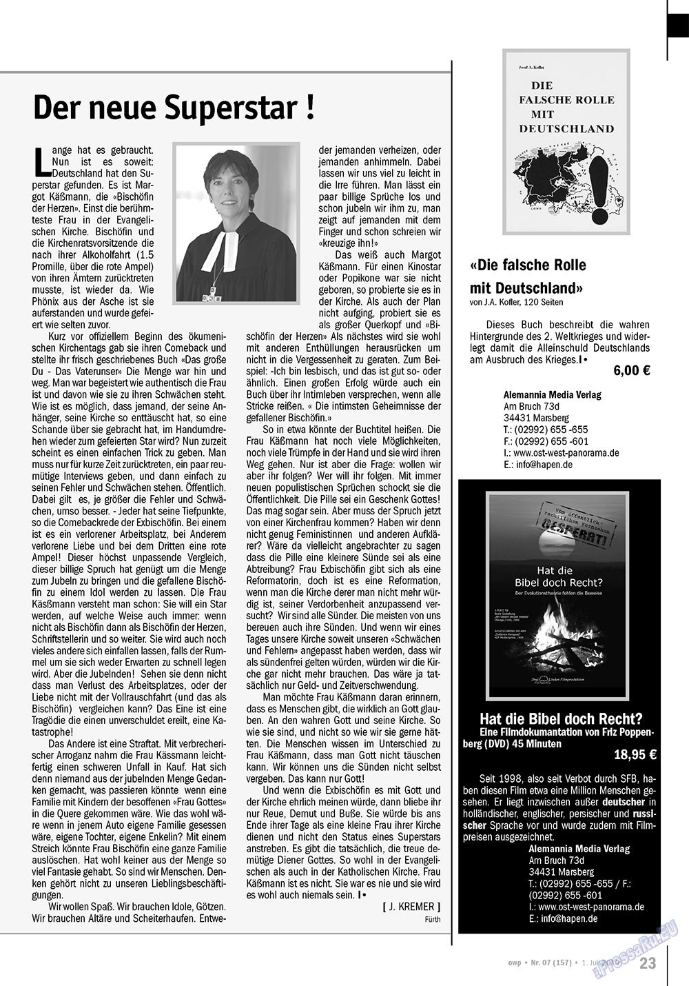 Ost-West Panorama (Zeitschrift). 2010 Jahr, Ausgabe 7, Seite 23