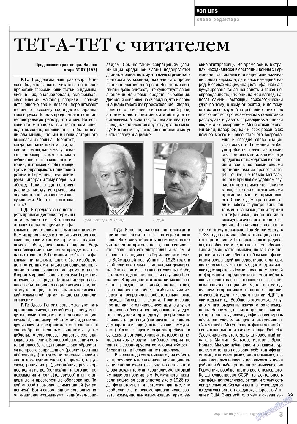 Ost-West Panorama (Zeitschrift). 2010 Jahr, Ausgabe 8, Seite 3