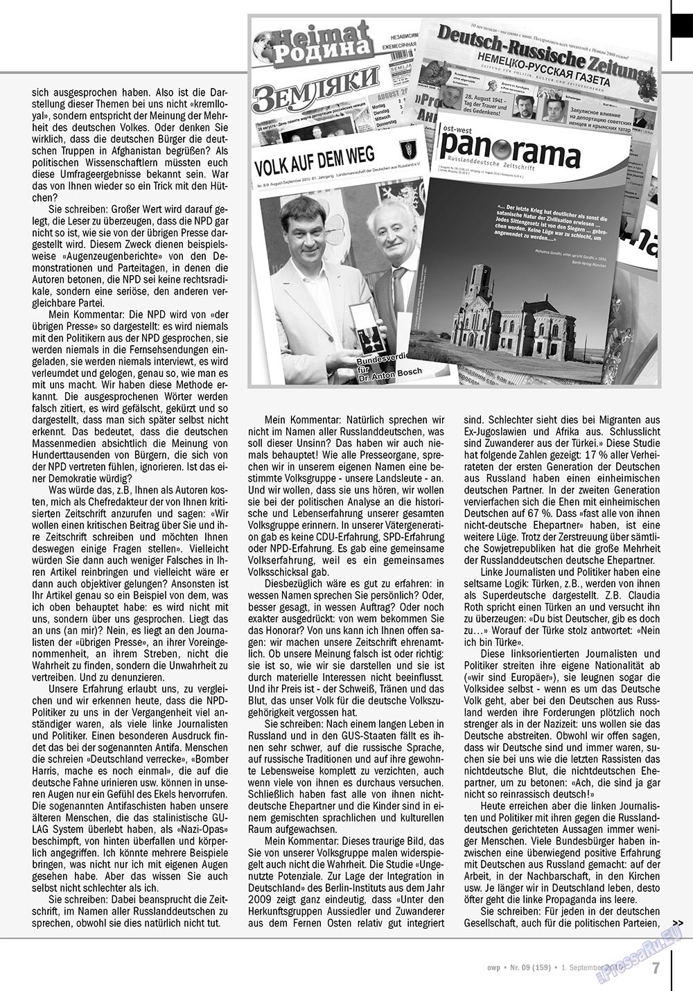 Ost-West Panorama (Zeitschrift). 2010 Jahr, Ausgabe 9, Seite 7