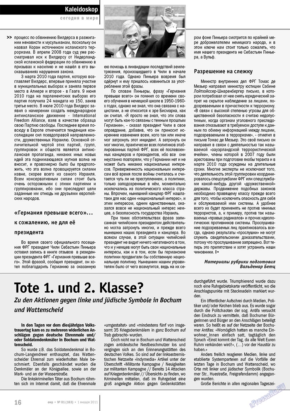 Ost-West Panorama (Zeitschrift). 2011 Jahr, Ausgabe 1, Seite 16