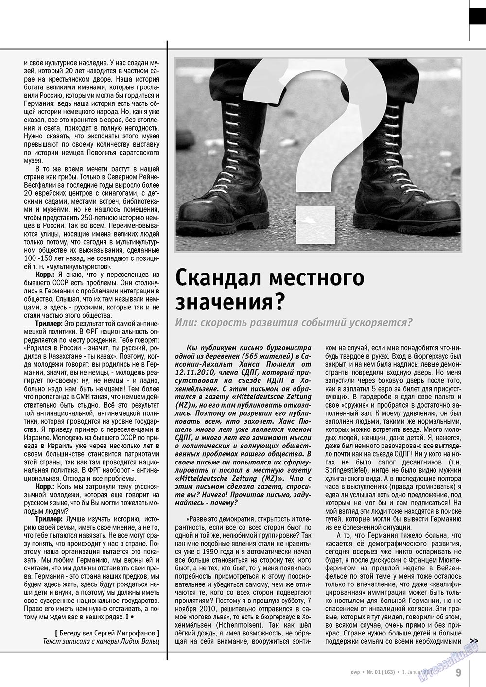 Ost-West Panorama (Zeitschrift). 2011 Jahr, Ausgabe 1, Seite 9
