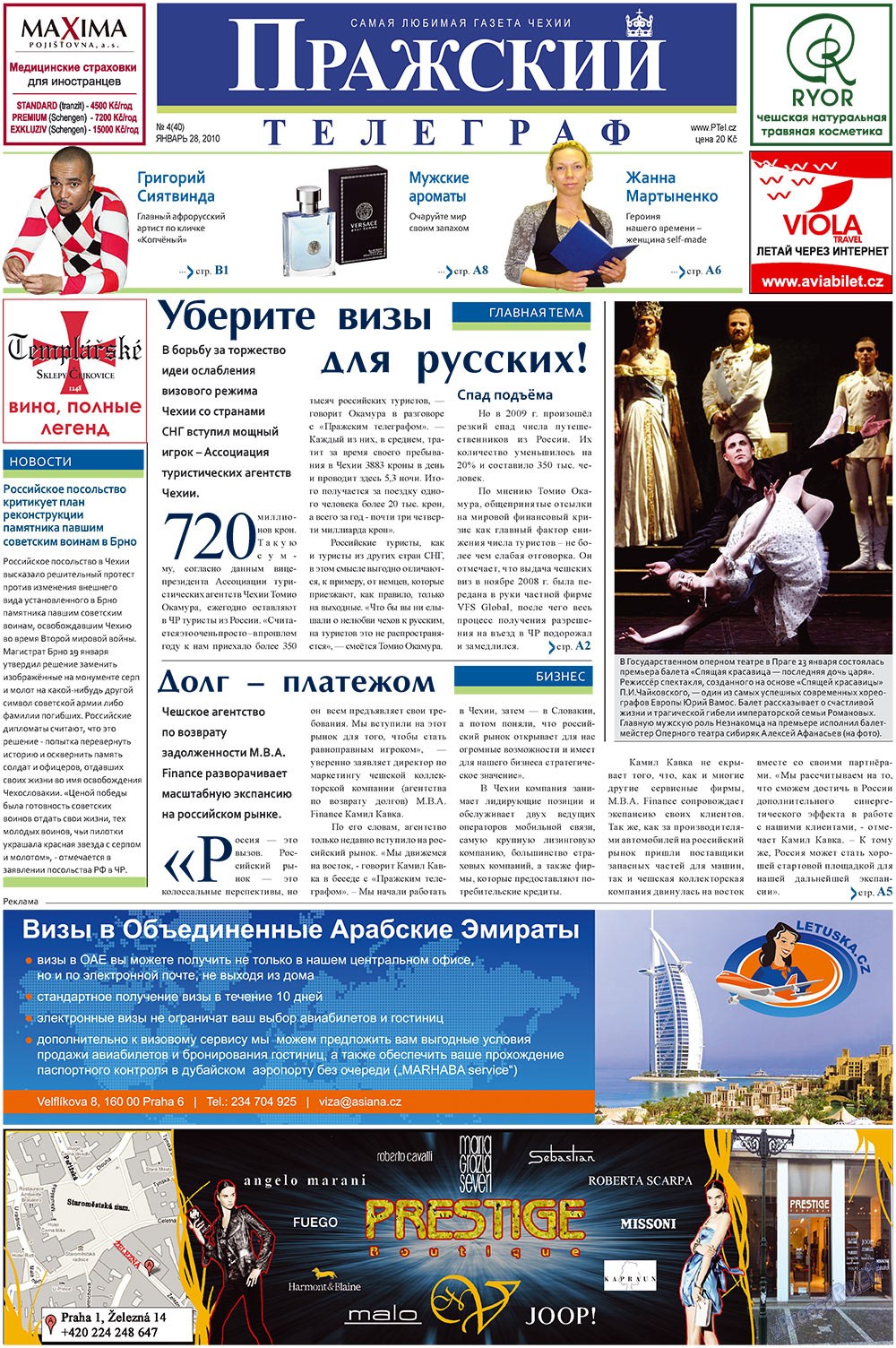 Prazhski telegraf (Zeitung). 2010 Jahr, Ausgabe 4, Seite 1