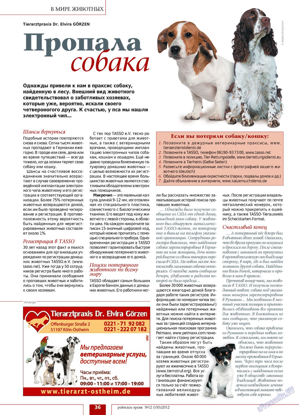 Rejnskoe vremja (Zeitschrift). 2012 Jahr, Ausgabe 12, Seite 36
