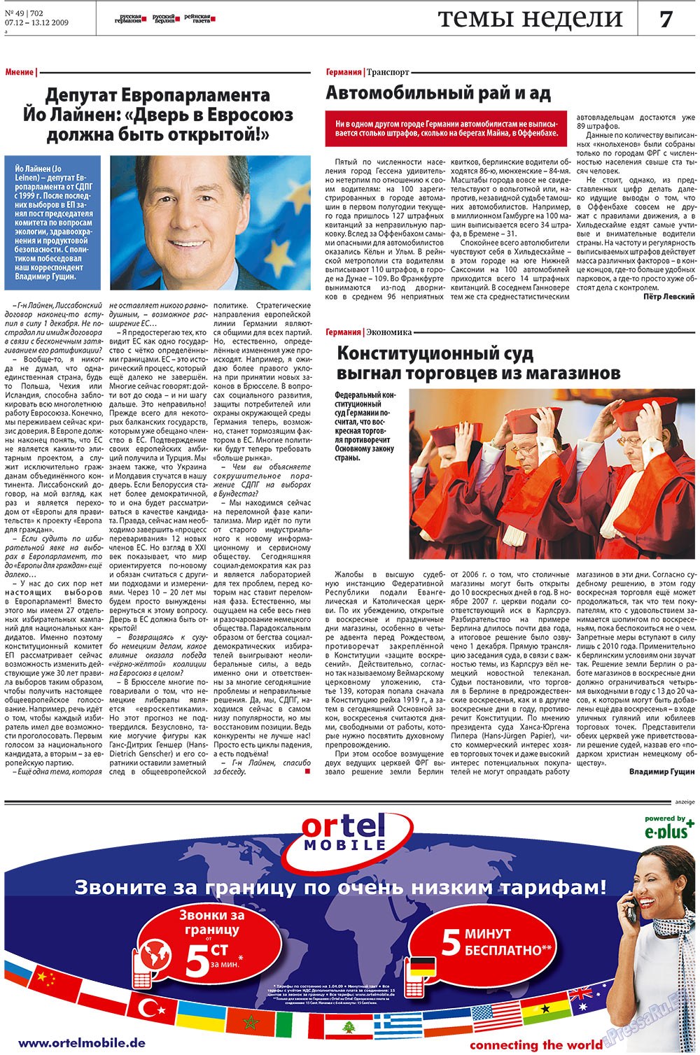 Redakzija Berlin (Zeitung). 2009 Jahr, Ausgabe 49, Seite 7