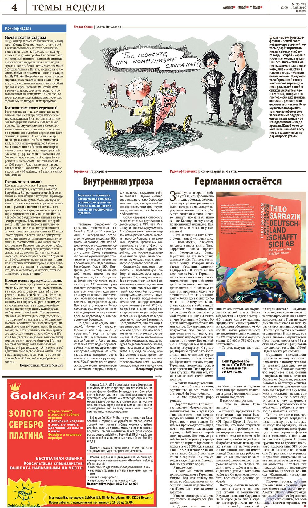 Redakzija Berlin (Zeitung). 2010 Jahr, Ausgabe 36, Seite 4