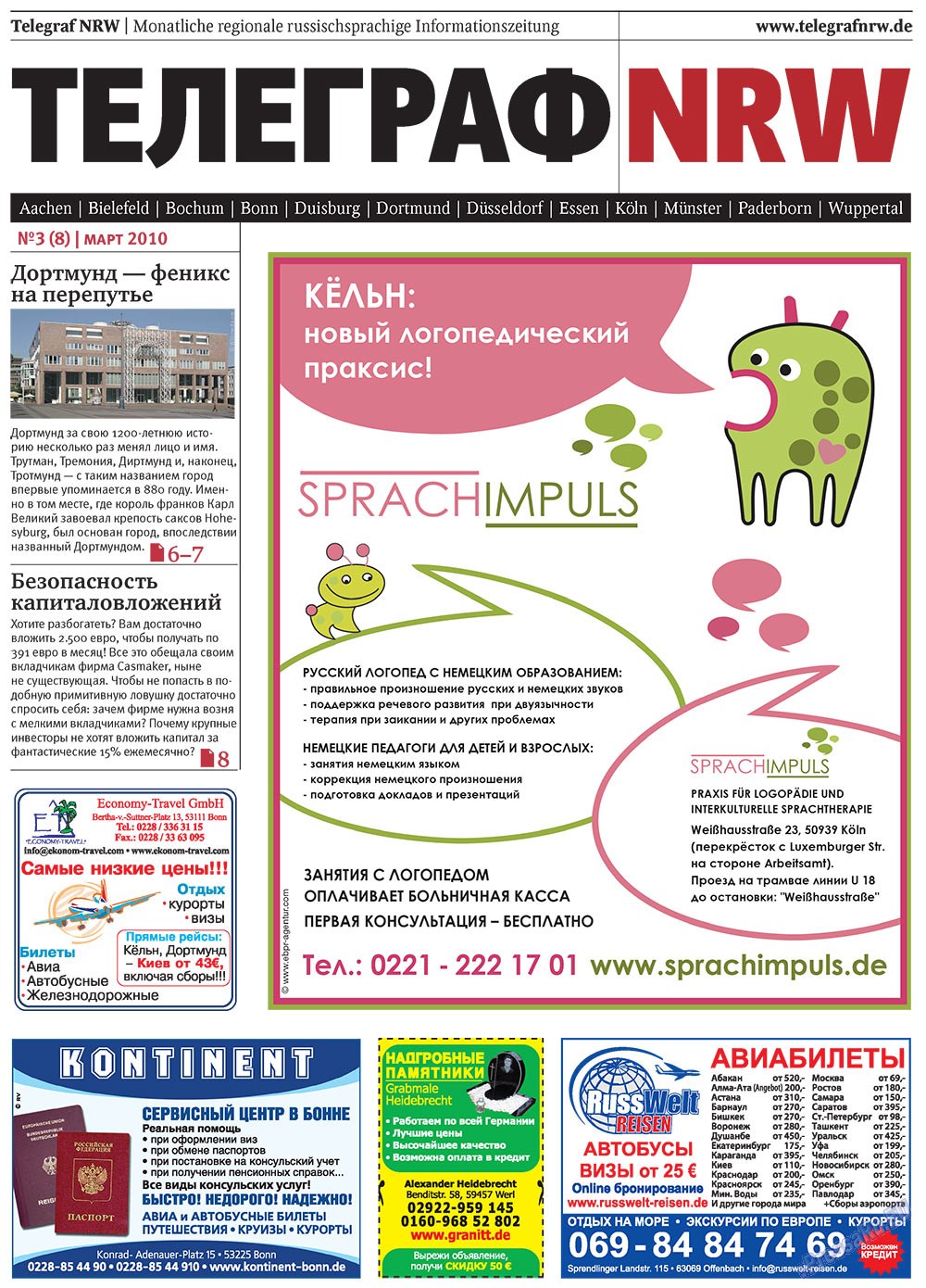 Telegraf NRW (Zeitung). 2010 Jahr, Ausgabe 3, Seite 1