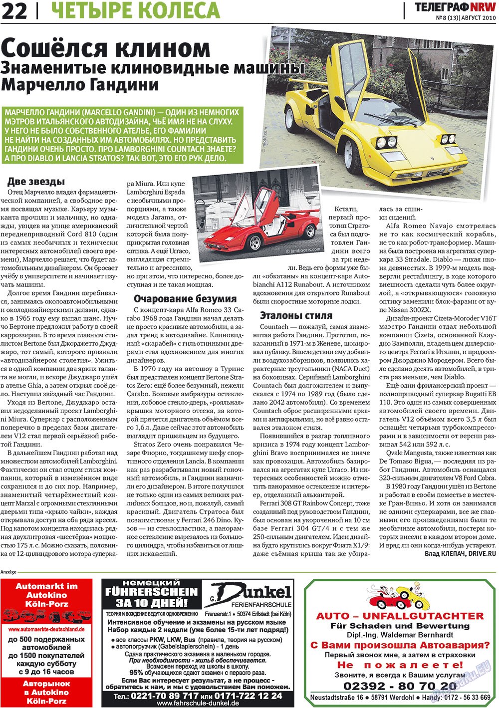 Telegraf NRW (Zeitung). 2010 Jahr, Ausgabe 8, Seite 22