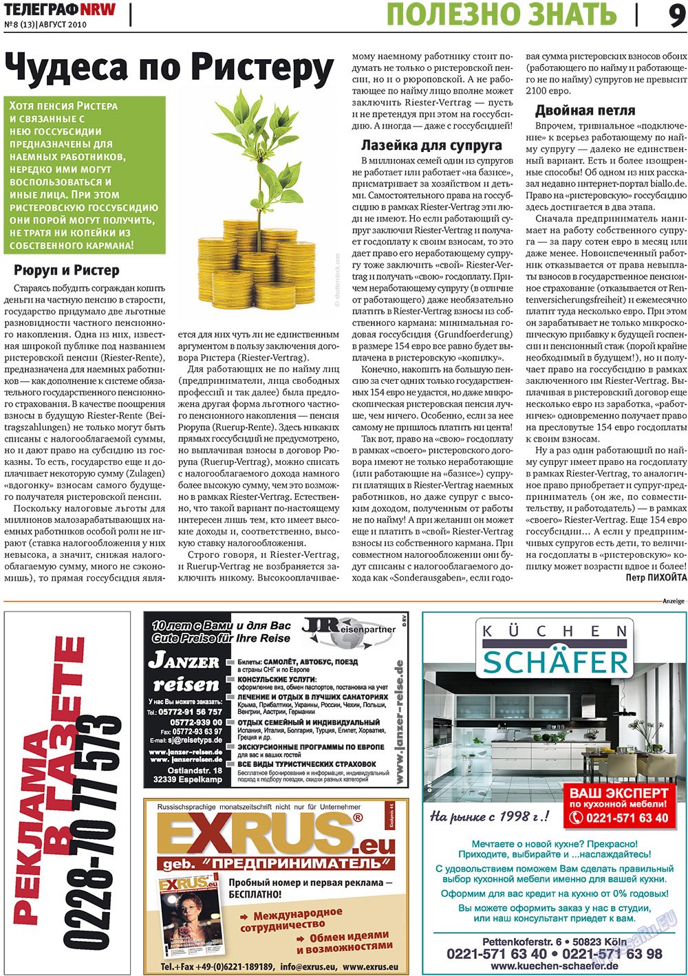 Telegraf NRW (Zeitung). 2010 Jahr, Ausgabe 8, Seite 9