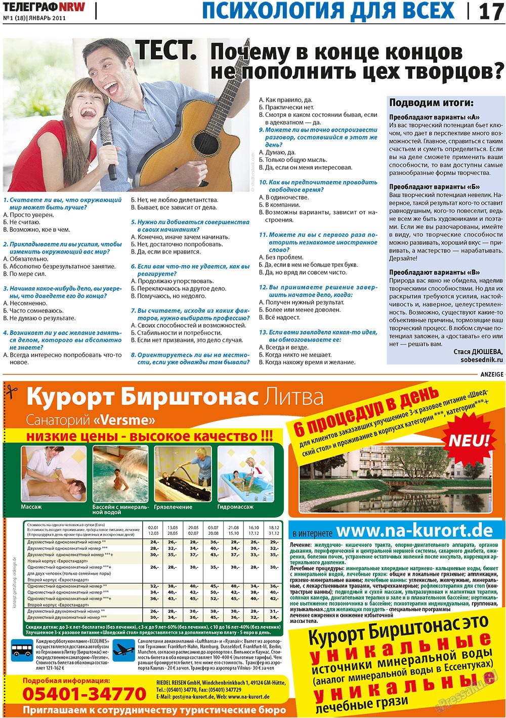 Telegraf NRW (Zeitung). 2011 Jahr, Ausgabe 1, Seite 17