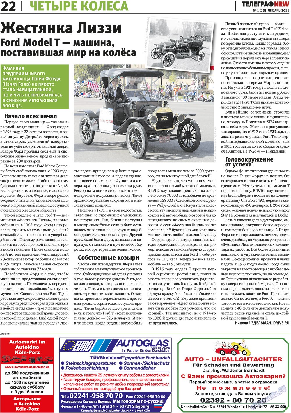 Telegraf NRW (Zeitung). 2011 Jahr, Ausgabe 1, Seite 22