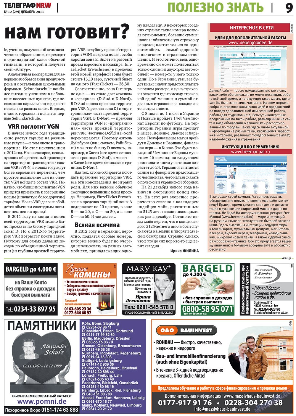 Telegraf NRW (Zeitung). 2011 Jahr, Ausgabe 12, Seite 9