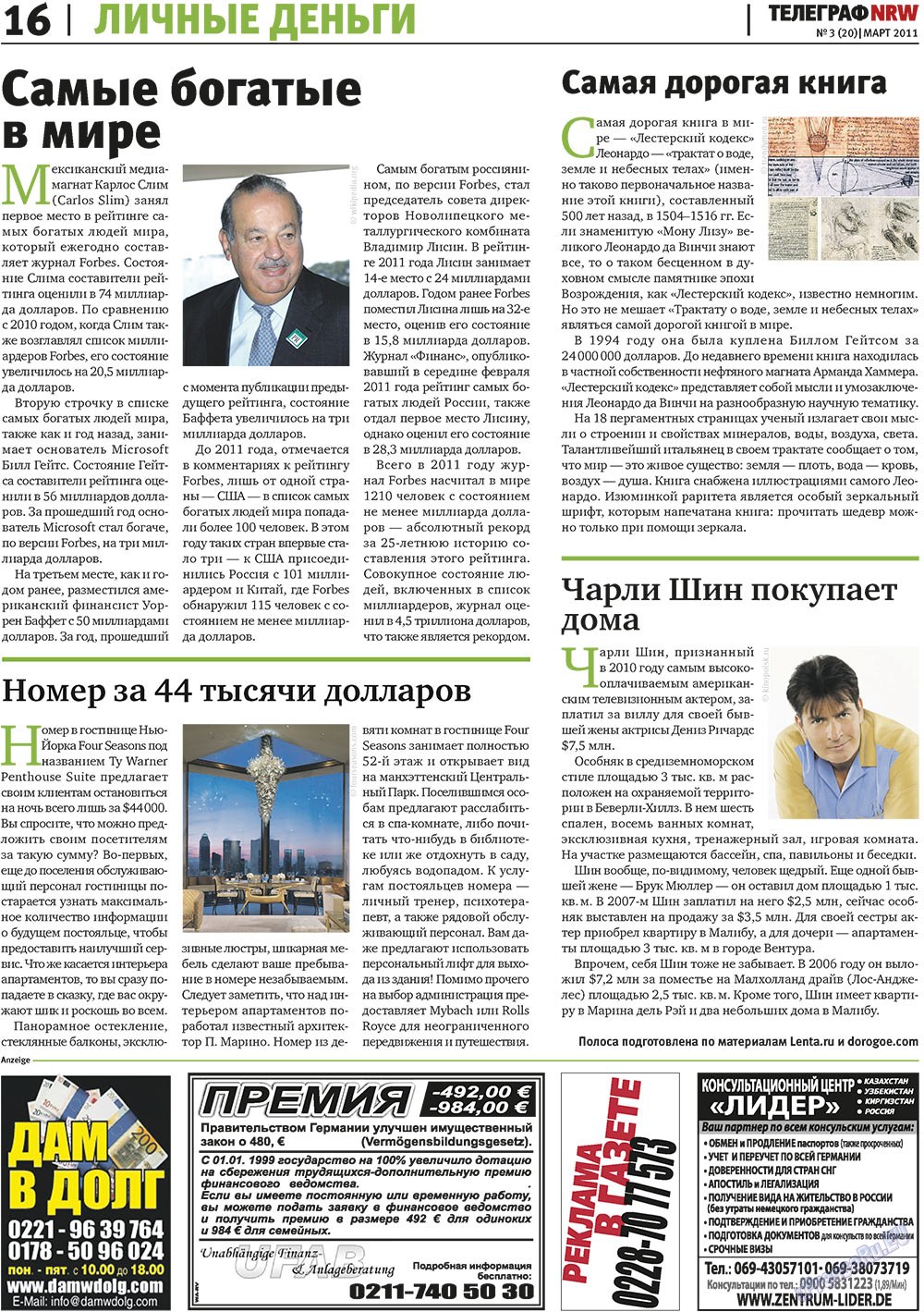 Telegraf NRW (Zeitung). 2011 Jahr, Ausgabe 3, Seite 16
