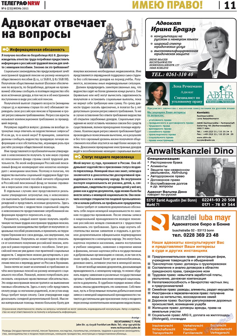 Telegraf NRW (Zeitung). 2011 Jahr, Ausgabe 6, Seite 11