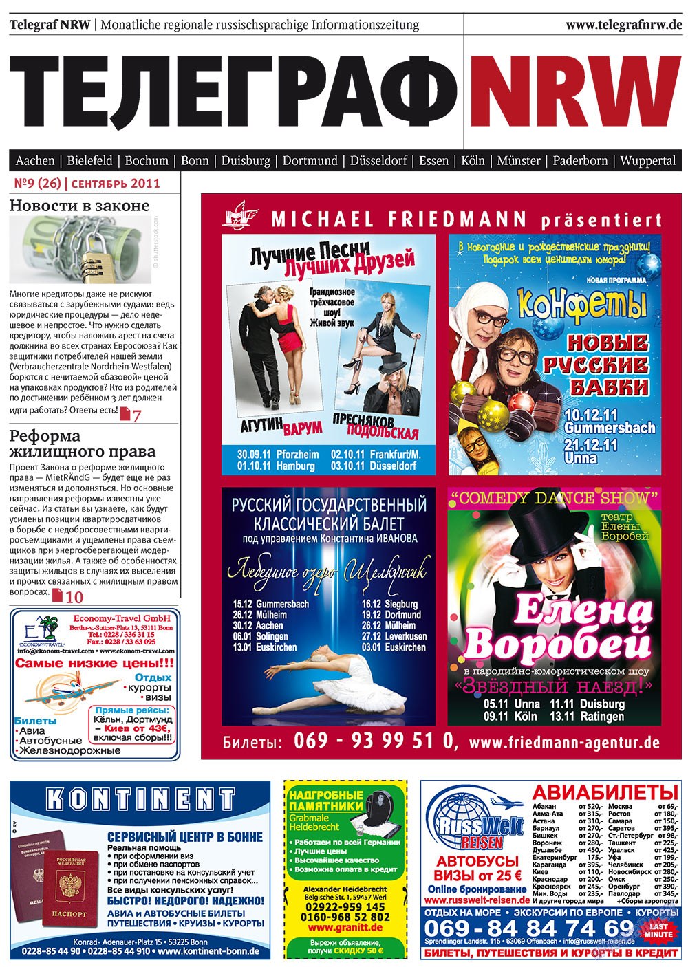 Telegraf NRW (Zeitung). 2011 Jahr, Ausgabe 9, Seite 1