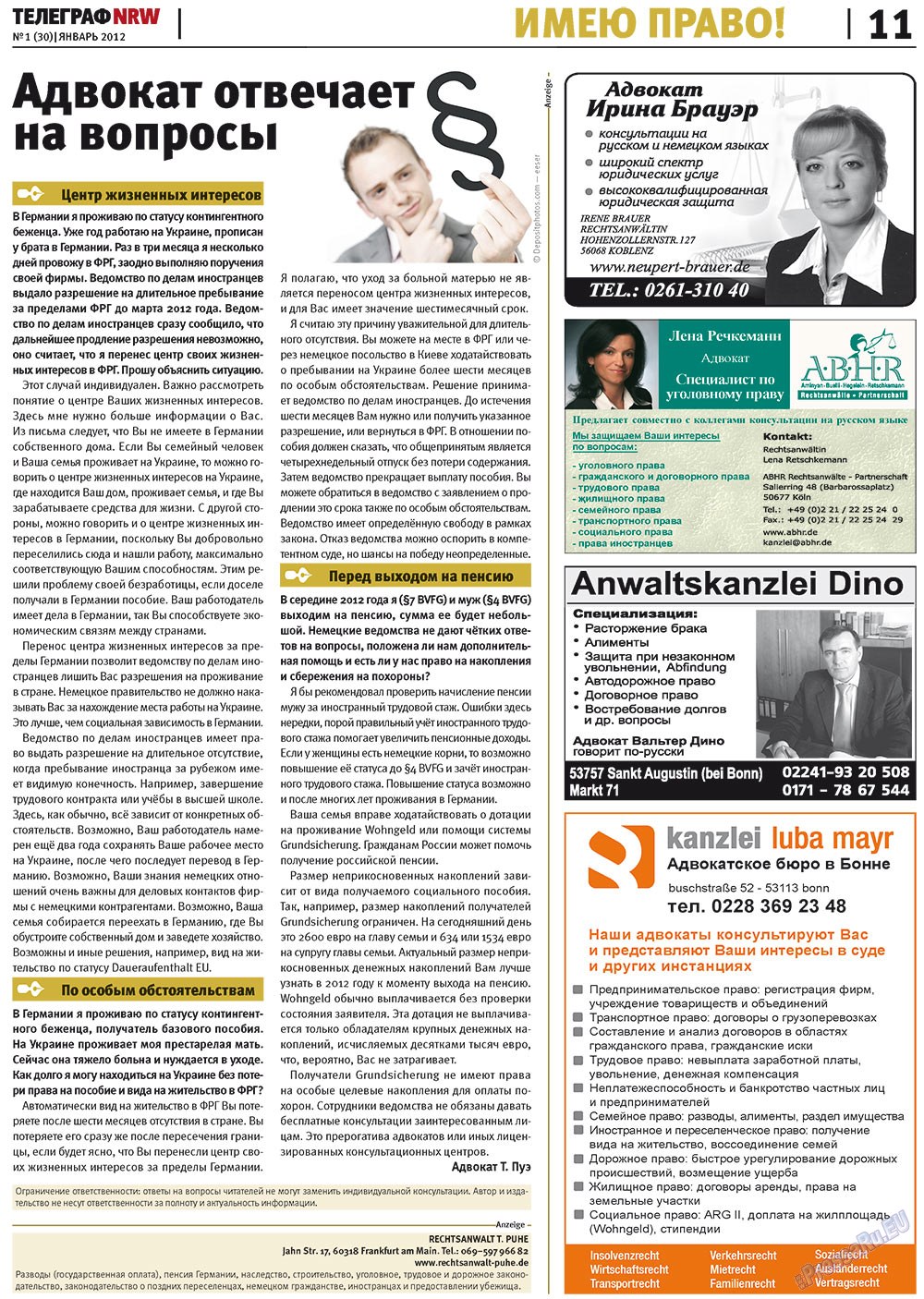 Telegraf NRW (Zeitung). 2012 Jahr, Ausgabe 1, Seite 11