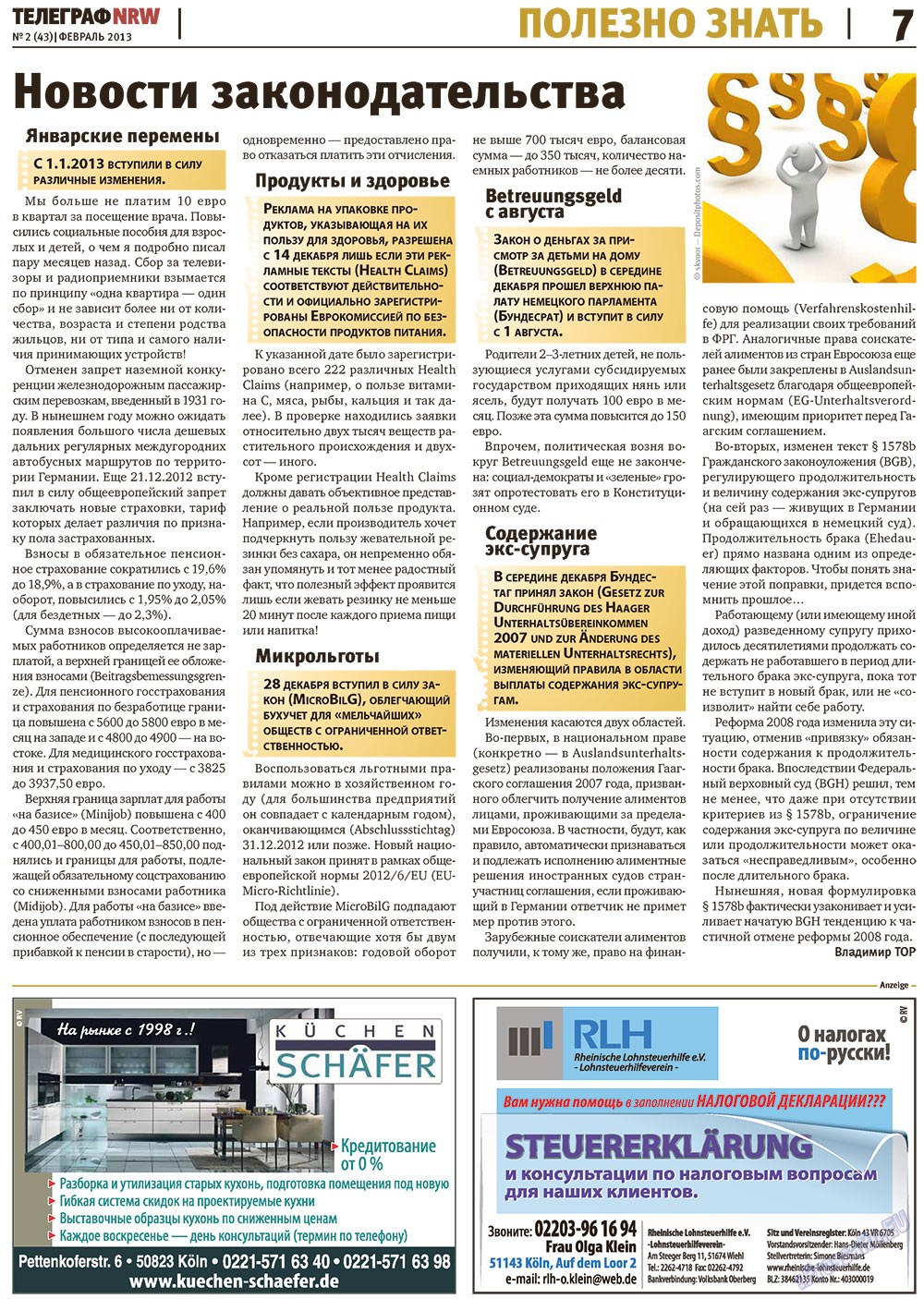 Telegraf NRW (Zeitung). 2013 Jahr, Ausgabe 2, Seite 7