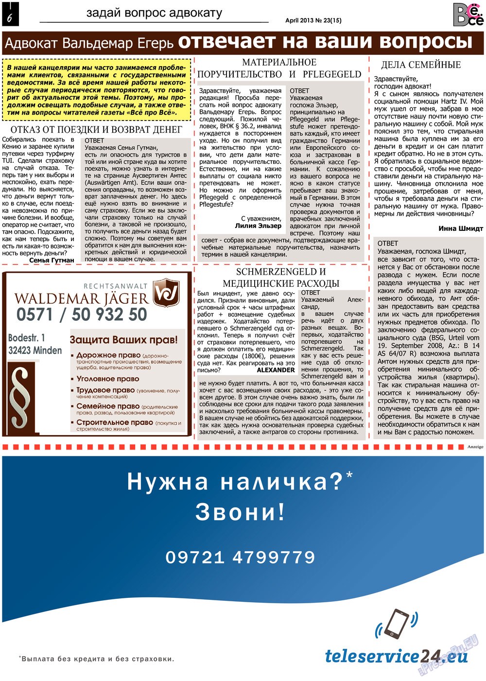 Vsje pro vsje (Zeitung). 2013 Jahr, Ausgabe 23, Seite 6