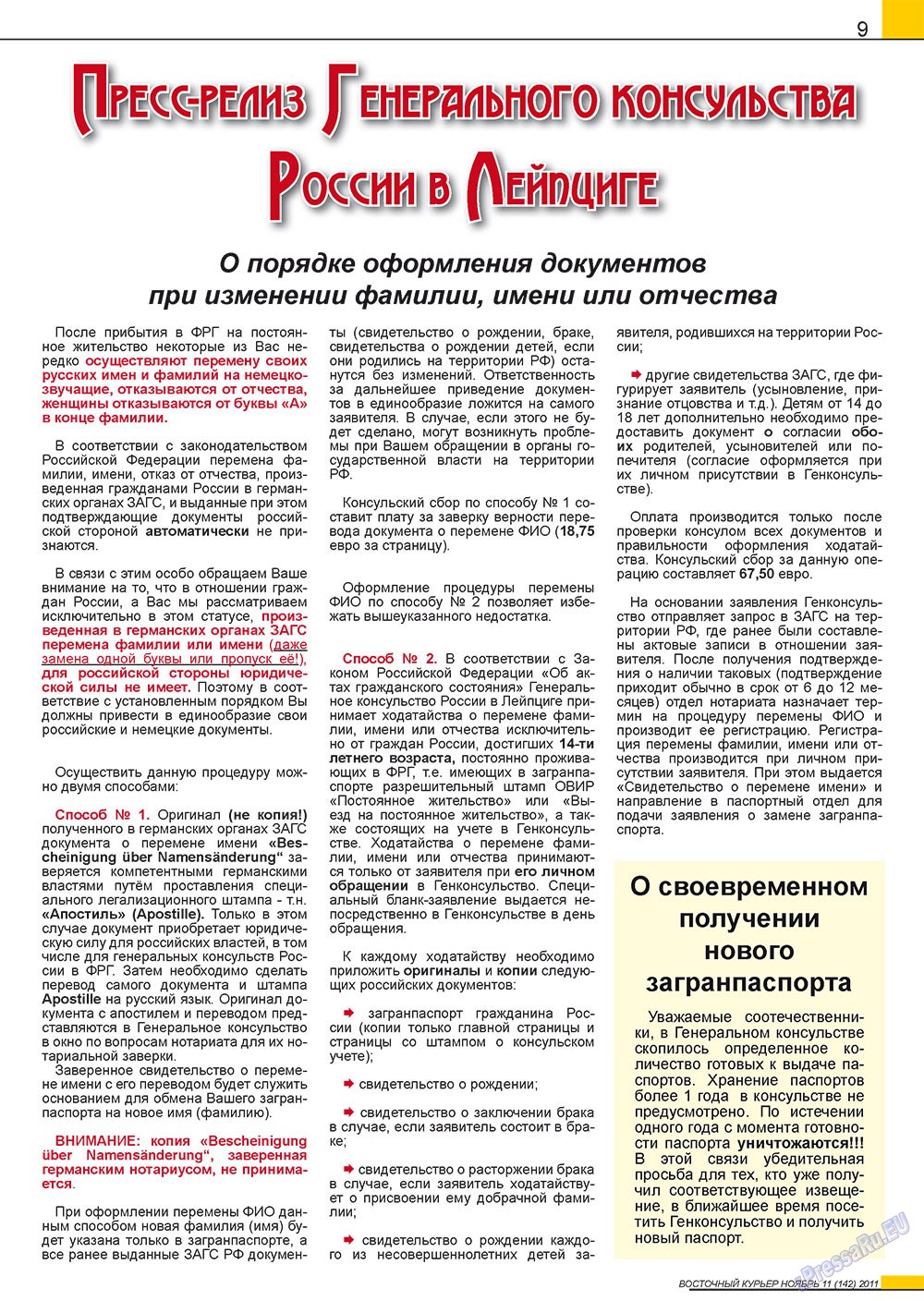 Ost-Kurier (Zeitschrift). 2011 Jahr, Ausgabe 11, Seite 9