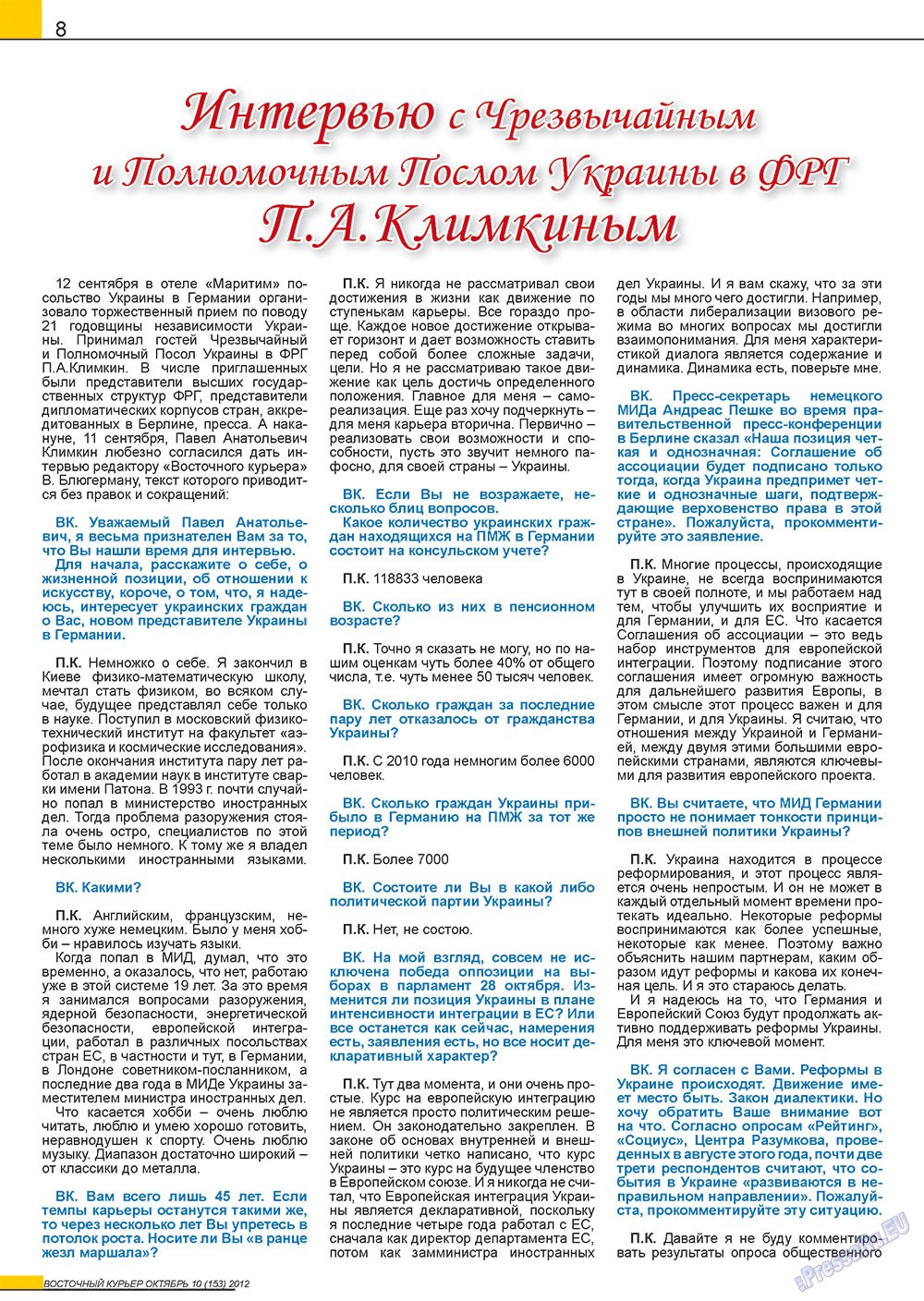 Ost-Kurier (Zeitschrift). 2012 Jahr, Ausgabe 10, Seite 8