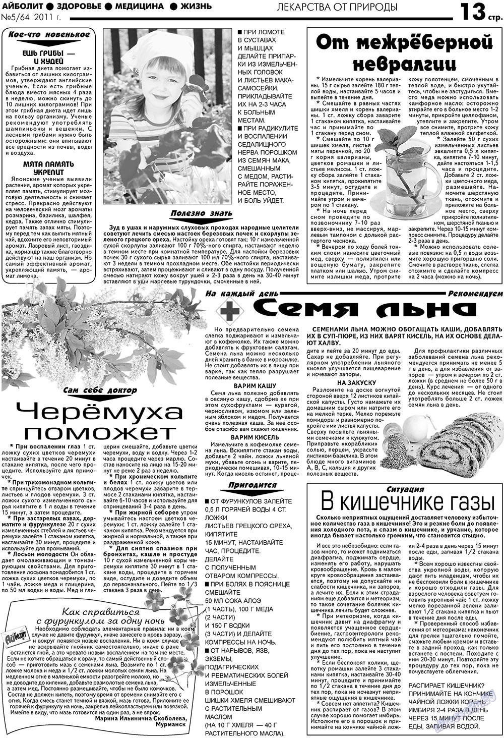Aibolit (Zeitung). 2011 Jahr, Ausgabe 5, Seite 13