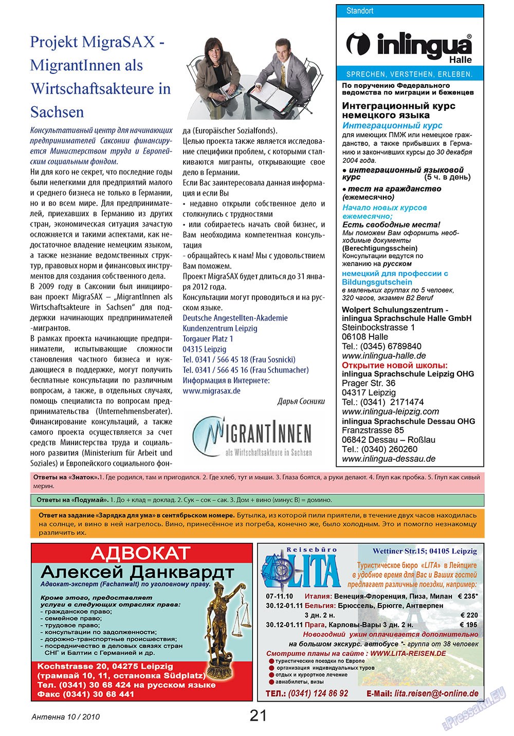 Antenne (Zeitschrift). 2010 Jahr, Ausgabe 10, Seite 21