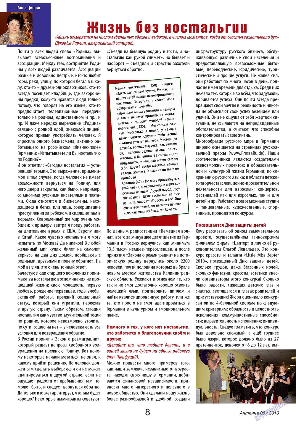Antenne (Zeitschrift). 2010 Jahr, Ausgabe 6, Seite 8