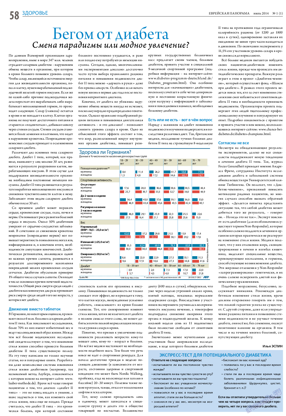 Еврейская панорама, газета. 2014 №1 стр.58
