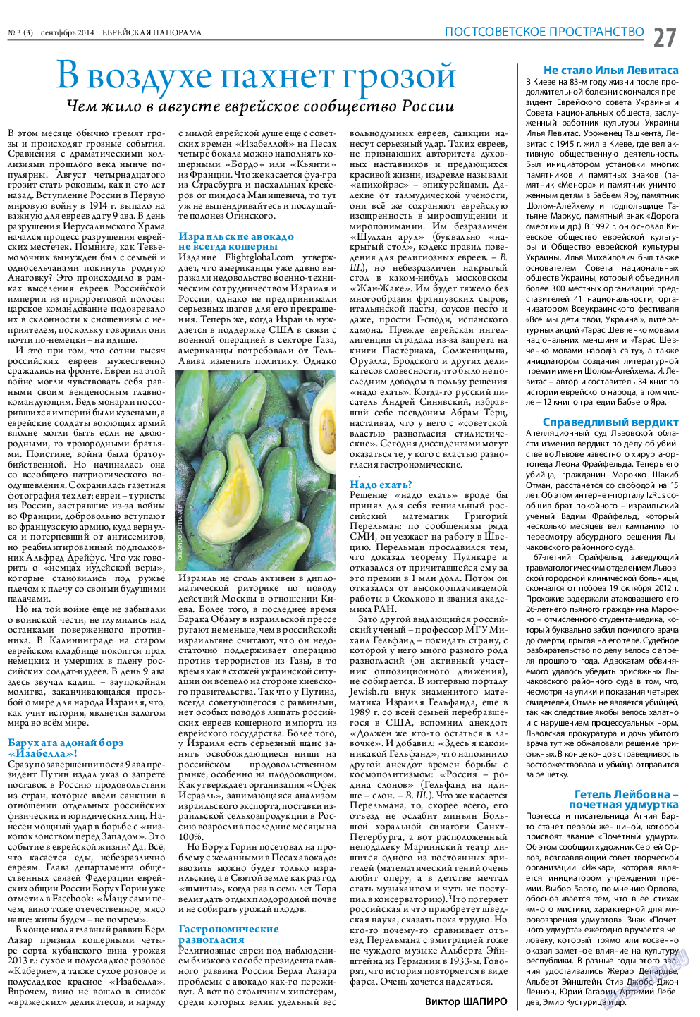 Еврейская панорама, газета. 2014 №3 стр.27