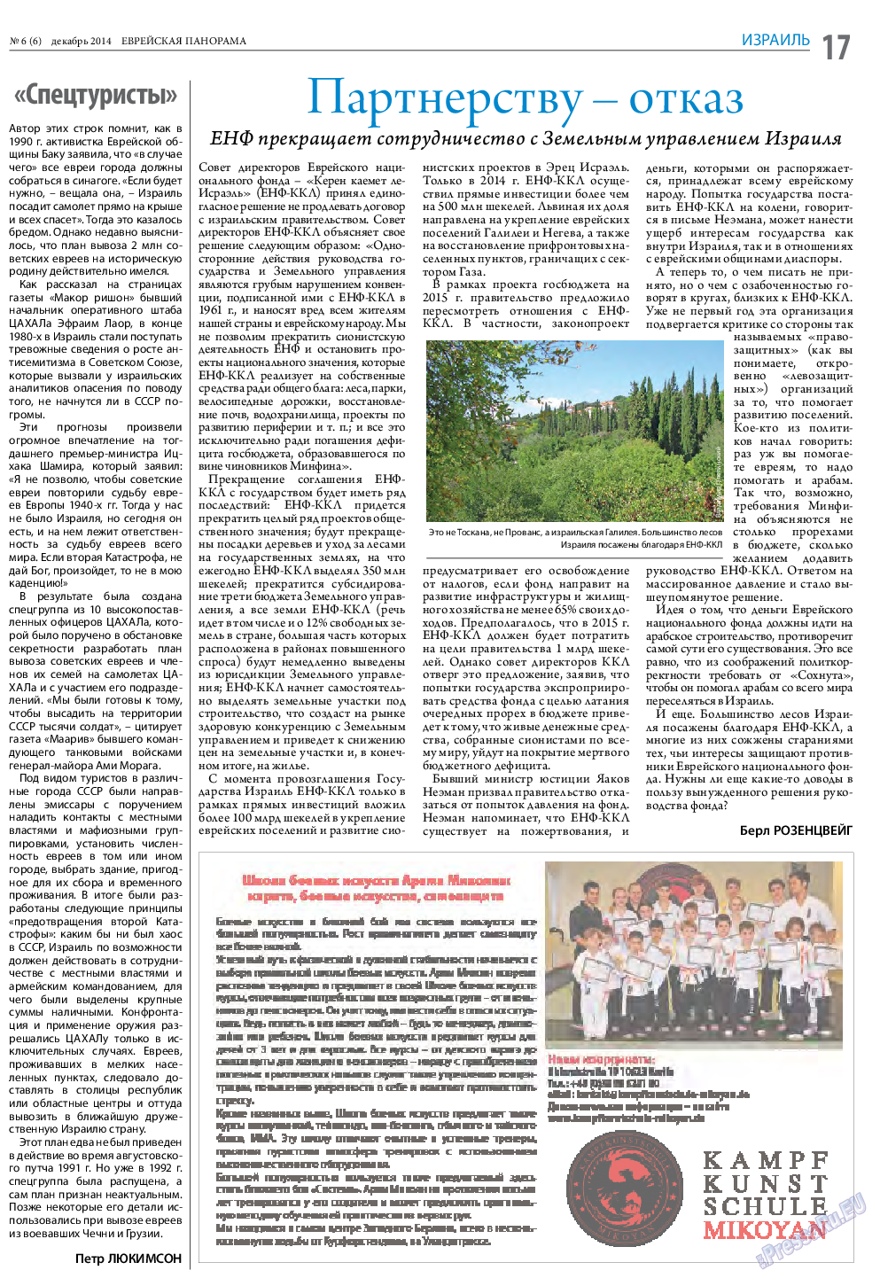 Еврейская панорама (газета). 2014 год, номер 6, стр. 17