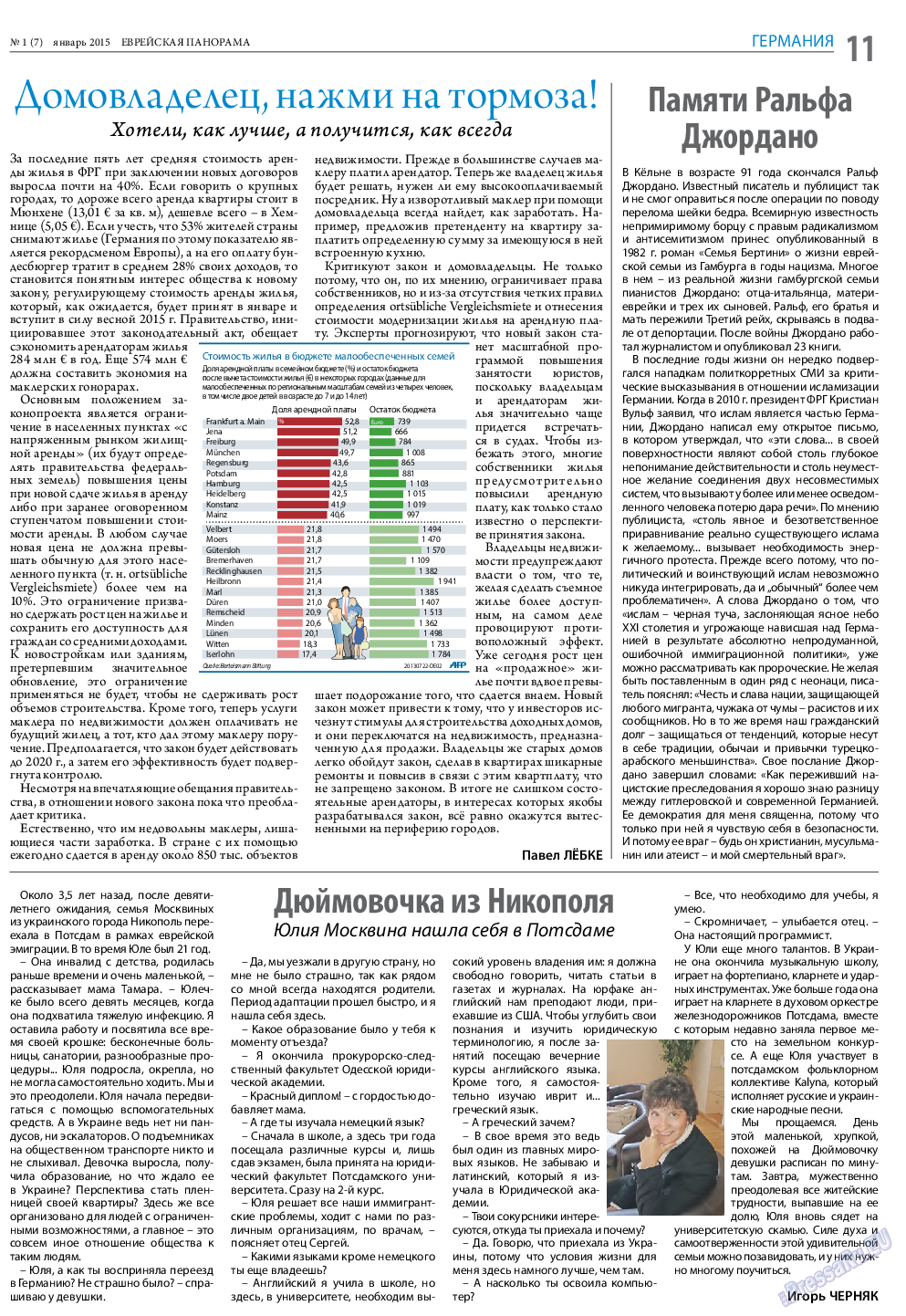 Еврейская панорама, газета. 2015 №1 стр.11