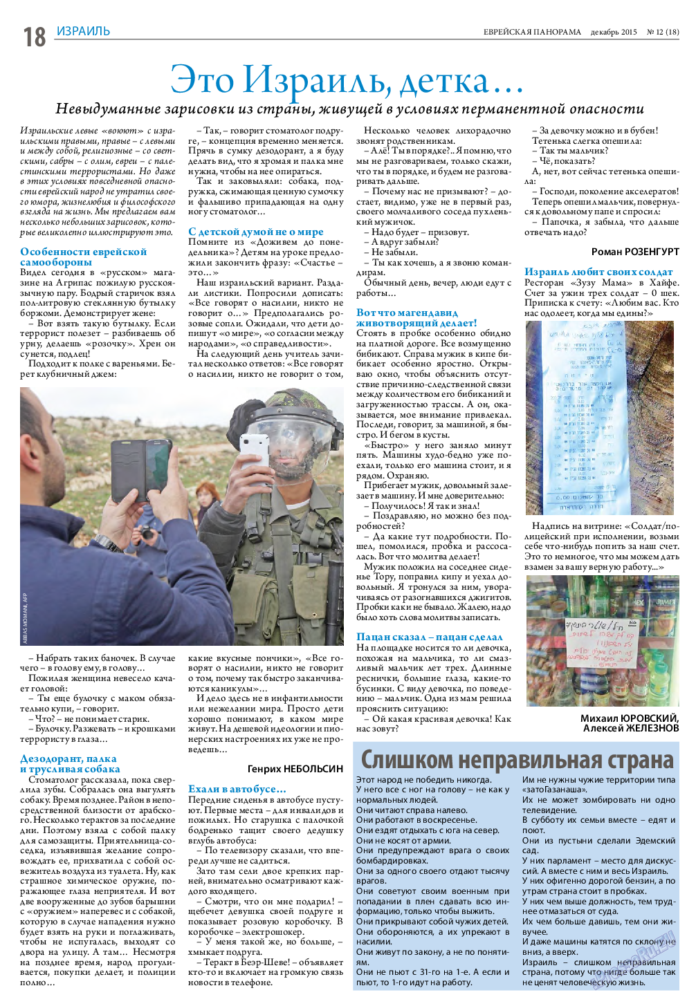 Еврейская панорама, газета. 2015 №12 стр.18