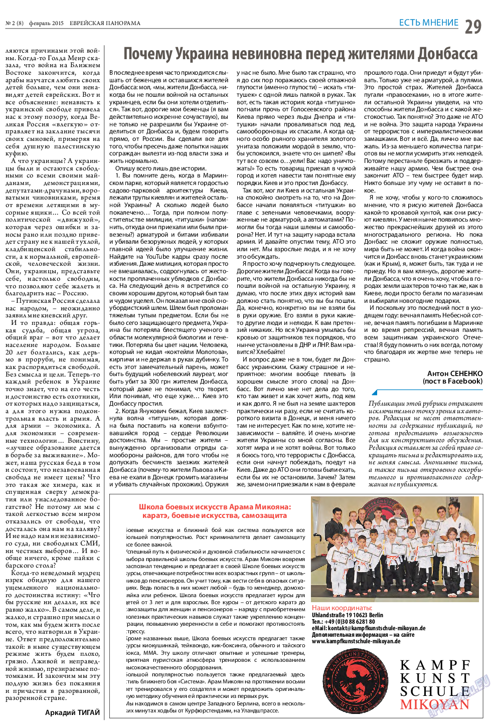 Еврейская панорама, газета. 2015 №2 стр.29