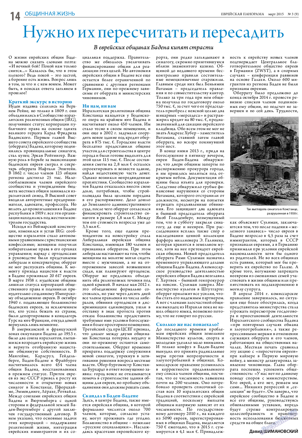 Еврейская панорама, газета. 2015 №3 стр.14