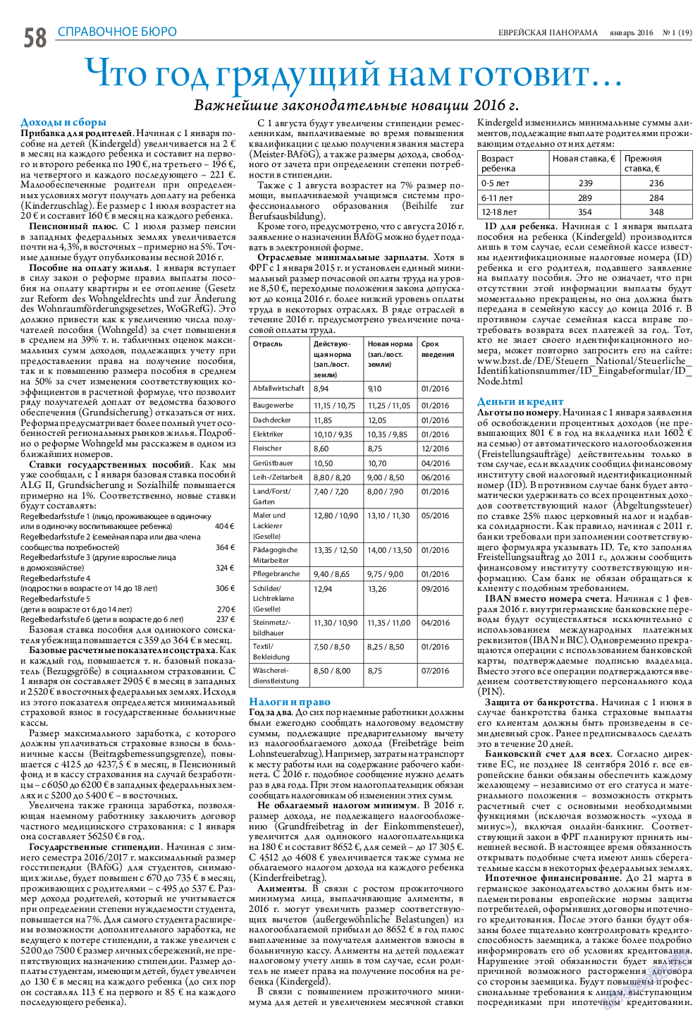 Еврейская панорама, газета. 2016 №1 стр.58