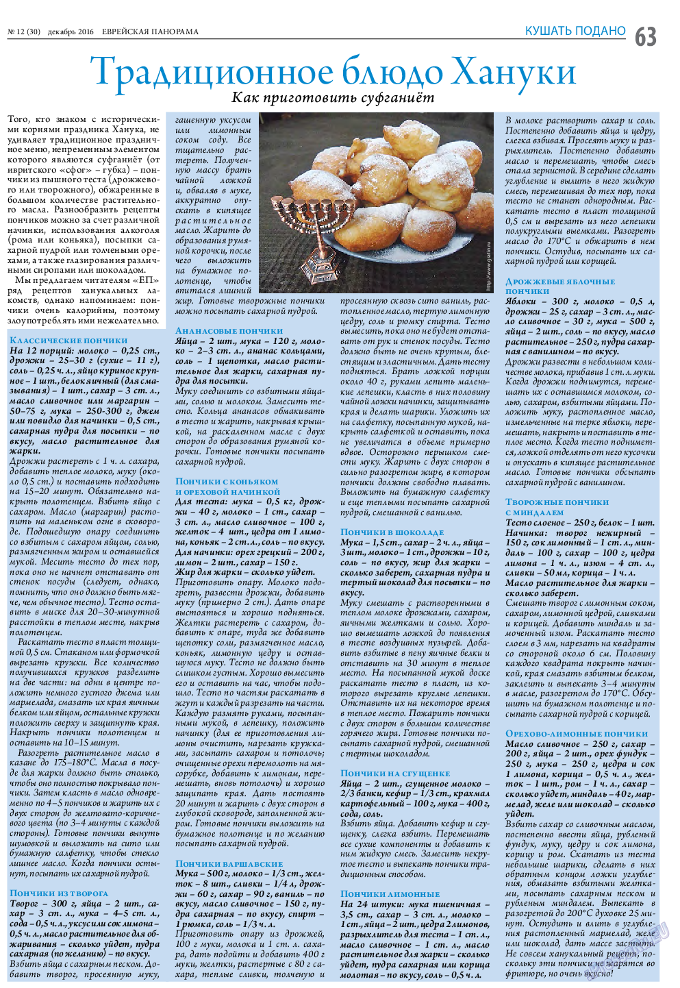 Еврейская панорама, газета. 2016 №12 стр.63