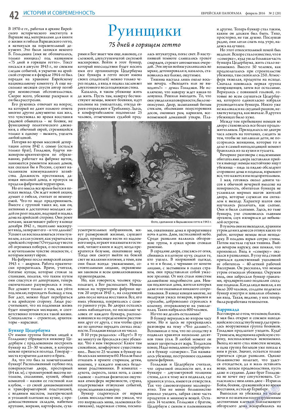 Еврейская панорама, газета. 2016 №2 стр.42