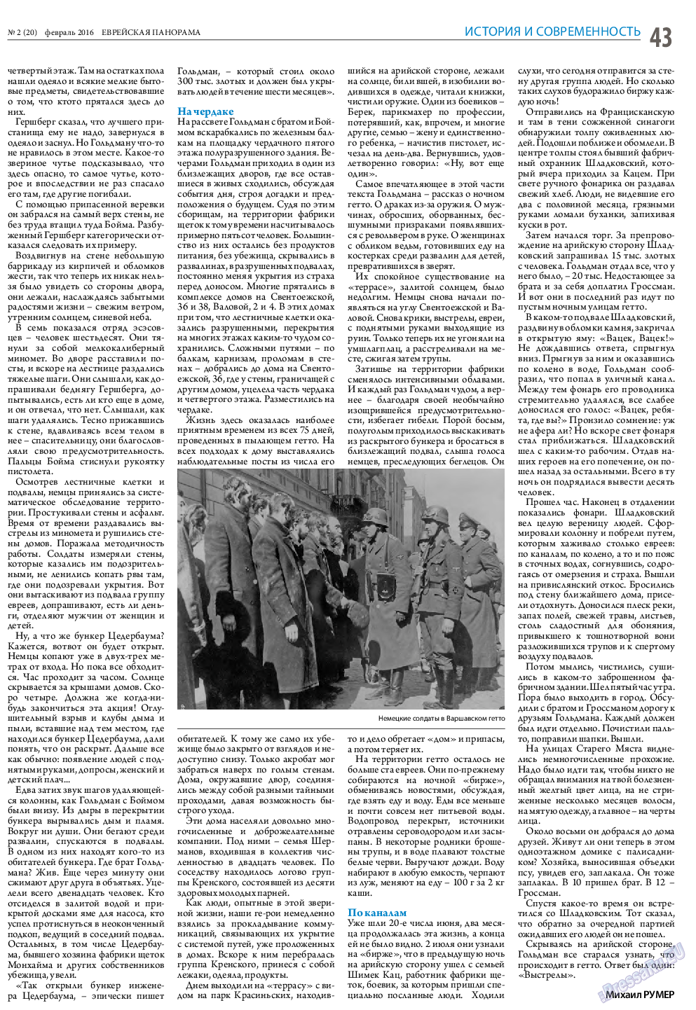 Еврейская панорама, газета. 2016 №2 стр.43