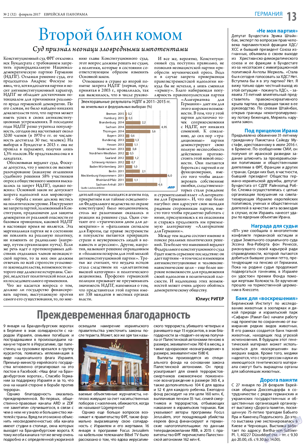 Еврейская панорама, газета. 2017 №2 стр.13