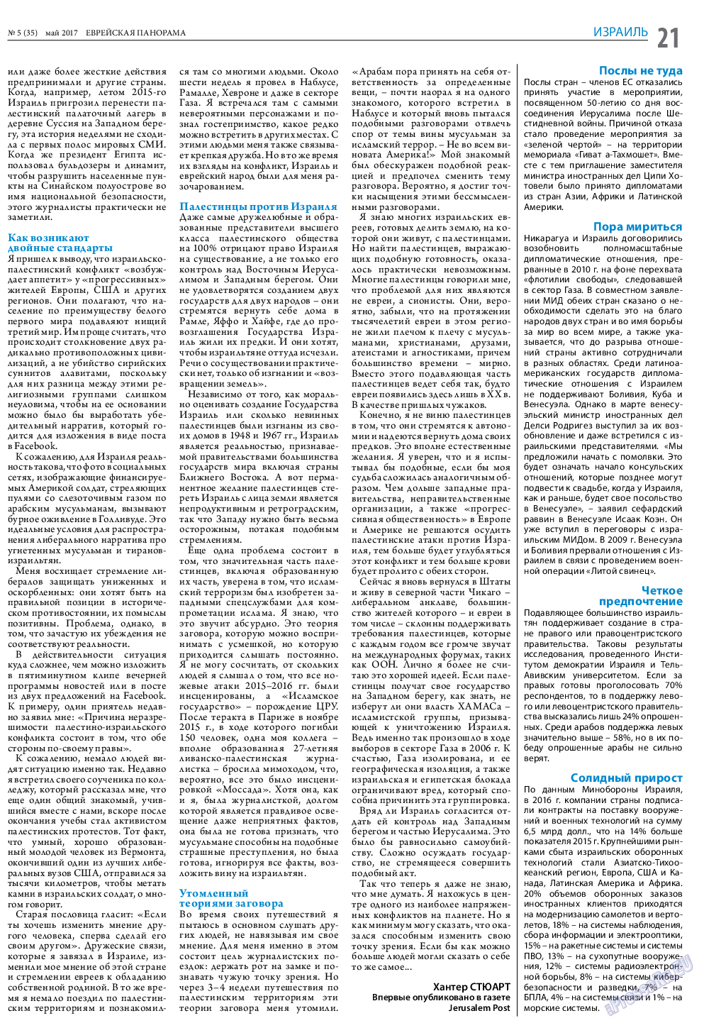 Еврейская панорама (газета). 2017 год, номер 5, стр. 21